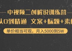 中视频二创解说训练营:从0到精通 文案+标题+素材