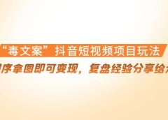 “毒文案”抖音短视频项目玩法，小程序拿图即可变现，复盘经验分享给大家