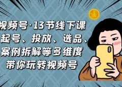 视频号·13节线下课，从起号、投放、选品、案例拆解等多维度带你玩转视频号
