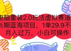电脑重装2.0玩法虚拟赛道,长期蓝海项目 一单29.9不等 月入过万 小白可操作