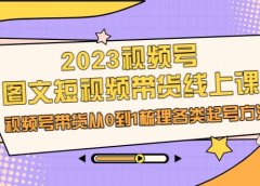 2023视频号-图文短视频带货线上课，视频号带货从0到1梳理各类起号方法