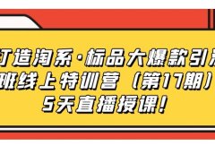 打造淘系·标品大爆款引流班线上特训营5天直播授课!