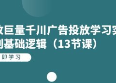 投放巨量千川广告投放学习实战系列基础逻辑(13节课)