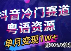 抖音冷门赛道,粤语动画,作品制作简单,月入1w+(附1027G素材)