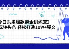 《今日头条爆款捞金训练营》带你玩转头条 轻松打造10W+爆文(44节课)