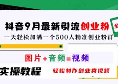 抖音9月最新引流创业粉,图片+音频=视频,轻松制作创业类视频,一天轻松加满一个500人精准创业粉群