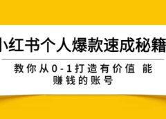小红书个人爆款速成秘籍 教你从0-1打造有价值 能赚钱的账号(原价599)