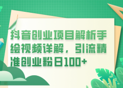 抖音创业项目解析手绘视频详解,引流精准创业粉日100+