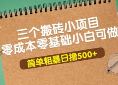 三个搬砖小项目,零成本零基础小白简单粗暴轻松日撸500+