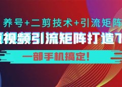 短视频引流矩阵打造7.0,养号+二剪技术+引流矩阵 一部手机搞定