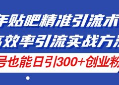 24年贴吧精准引流术5.0,高效率引流实战方法,单号也能日引300+创业粉