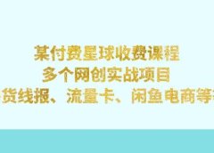 某付费星球课程:多个网创实战项目,撸货线报、流量卡、闲鱼电商等等