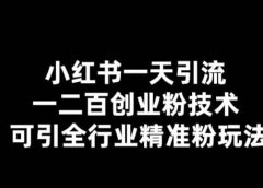 【引流必备】小红书一天引流一二百创业粉技术,可引全行业精准粉玩法