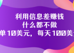 利用信息差赚钱:什么都不做,每单10美元,每天100美元!