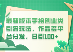 最新版本手绘创业类引流玩法，作品多平台分发，日引100+创业粉