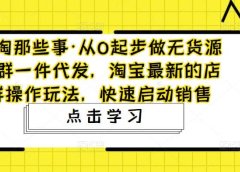 从0起步做无货源店群一件代发,淘宝最新的店群操作玩法,快速启动销售