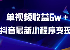 抖音最新小程序变现项目，单视频收益6w＋