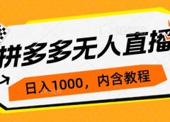 拼多多无人直播不封号玩法,0投入,3天必起,日入1000+
