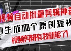 【原创神器】短视频全自动一键剪辑视频,一秒生成100个原创视频(软件+视频)
