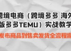 跨境电商(跨境多多 海外版多多TEMU)实操教学 从发布商品到售卖发货全流程