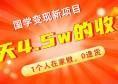 全新蓝海，国学变现新项目，1个人在家做，0退货，3天4.5w收益【178G资料】