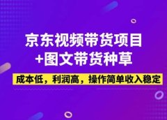 京东视频带货项目+图文带货种草,成本低,利润高,操作简单收入稳定