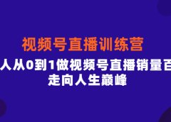 视频号直播训练营,素人从0到1做视频号直播销量百万,走向人生巅峰