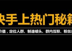 外面割880的《2022快手起号秘籍》快速上热门,想不上热门都难(全套课程)