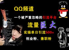 QQ频道，一个被严重忽略的引流平台，流量巨大，实操单日引流500+创业粉、兼职粉