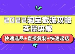 2022淘宝截流攻略实操讲解:快速选品+直接复制+快速起店