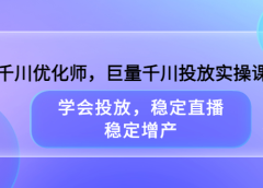 千川优化师，巨量千川投放实操课，学会投放，稳定直播，稳定增产