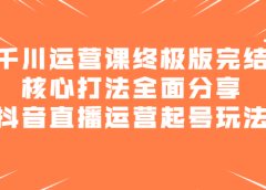 千川运营课终极版完结:核心打法全面分享,抖音直播运营起号玩法