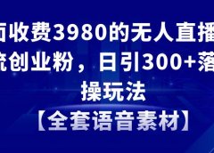 无人直播精准引流创业粉,日引300+落地实操玩法【全套语音素材】