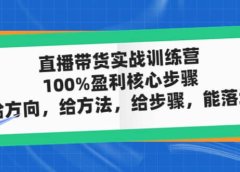 直播带货实战训练营:100%盈利核心步骤,给方向,给方法,给步骤,能落地