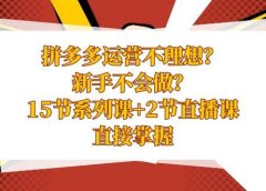 拼多多运营不理想?新手不会做?15节系列课+2节直播课,直接掌握