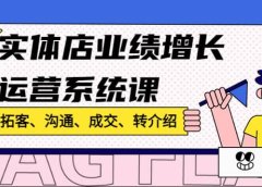 实体店业绩增长运营系统课,拓客、沟通、成交、转介绍!