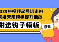 2023最新短视频起号培训班:直接套用模板提升播放,附送钩子模板-31节课