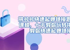 拼多多快速起爆链接思路1.0课程,七天教你玩转拼夕夕,教你快速起爆链接