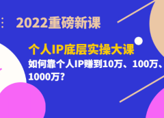2022重磅新课《个人IP底层实操大课》如何靠个人IP赚到10万、100万、1000万