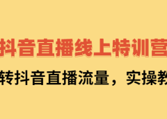 抖音直播线上特训营：玩转抖音直播流量，实操教学