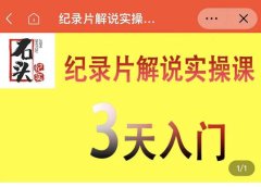 石头纪实·纪录片解说实操课,3天入门,快速掌握纪录片解说视频制作