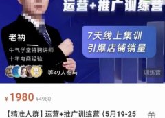 牛气学堂【精准人群】运营+推广训练营,7天线上集训,引爆店铺销量