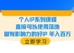 个人IP系列课程,直接可以使用落地,做有影响力的好IP 年入百万