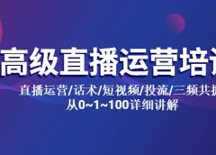 高级直播运营培训 直播运营/话术/短视频/投流/三频共振 从0~1~100详细讲解