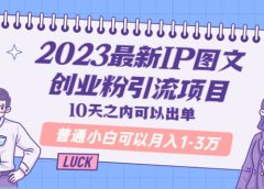2023最新IP图文创业粉引流项目，10天之内可以出单 普通小白可以月入1-3万
