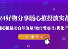 2024好物分享-随心推投放实战课 随心推撬动自然流量/微付费起号/优化产出