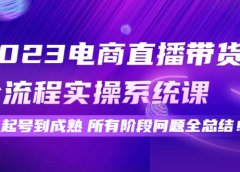 2023电商直播带货全流程实操系统课：从起号到成熟所有阶段问题全总结