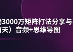 某线下培训：月销3000万矩阵打法分享与实操（两天）音频+思维导图