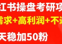 最新小红书操盘考研项目:大需求+高利润+不过时