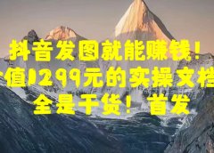 抖音发图就能赚钱!价值1299元的实操文档,全是干货!首发